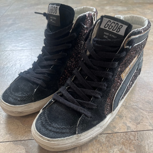 Golden Goose Slide Black and Brown Glitter 37 - Picture 1 of 5